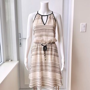 BANANA REPUBLIC Ivory & Black Keyhole Halter Dress